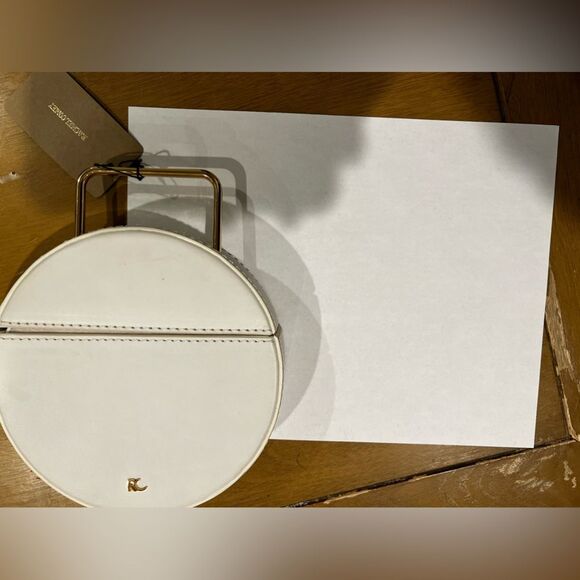 Rachel Comey Rider Circle Bag Ivory White Leather Round Brass Top Handle Rare - Picture 12 of 15